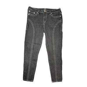 True Religion Jennie Curvy Super Skinny Jeans Sz 32 Black White Stitch Contrast